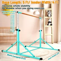 MARFULA 4 ft/5 ft Foldable Gymnastics Kip Bar Set with Mat - Adjustable Height (36""–60""), 400 lb Capacity for Kids & Club Training(m-4)