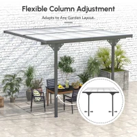Outsunny 10' x 10' Outdoor Hardtop Pergola Gazebo with Adjustable Height, Aluminum Pergola with Polycarbonate Roof, UV Protection, Grey(m-7)