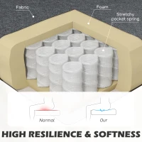 HOMCOM Modern 2 Seater Sofa, Upholstered Two Seater Couch with Rubber Wood Legs, Grey(m-5)