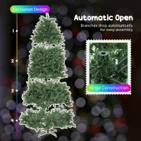 HOMCOM 7.5ft Prelit Christmas Tree with Full-Spectrum LEDs, Smart App Control, Wide Full Hinged Xmas Tree, Easy Assembly(m-9)