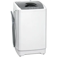 HOMCOM Compact Washer, Portable Washing Machine, Full Automatic Washer with 8 Programs and 6 Water Levels, White(m-11)