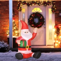 HOMCOM 3.9ft Outdoor Christmas Lighted Inflatable Santa Claus with Gift Box(m-1)