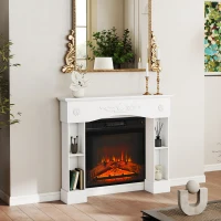 HOMCOM Baroque Fireplace Mantel, Freestanding Fireplace Surround with Leg for Electric Fireplaces, 45.3" W x 39.4" H, White(m-7)