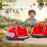 Qaba Angry Bird Licensed Electric Ride on Car, 12V Bumper Car for Kids w/ Dual Joysticks, 360 Degree Spin, Red(m-9)