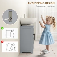 HOMCOM Farmhouse Pedestal Sink Storage Cabinet, Bathroom Sink Cabinet with 2 Barn Doors and Adjustable Shelf, Dark Gray(m-8)