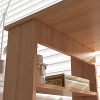 HOMCOM 360° Rotating Home Office Desk L Shaped Corner Computer Desk with Storage Shelves, Writing Table Workstation, Teak(m-9)