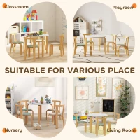 Qaba Wooden Kids Table and Chairs Set, 5 Piece Wooden Toddler Table and Chairs Set for Ages 3-8 Years, Green(m-7)
