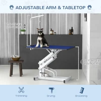 PawHut Pet Grooming Table, Height Adjustable Dog Grooming Table with Arm, Noose and Non-Slip Grooming Table, Blue(m-6)