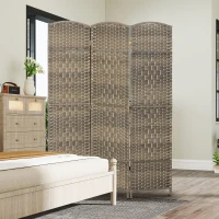 HOMCOM Folding Room Divider Screen 3 Panel 6' Tall Privacy Screen Freestanding Wood Partition for Home Office, Dark Rustic Oak(m-8)