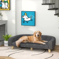 PawHut Dog Sofa for Large Dogs with Washable Cover, Anti-slip Foot Pads, Dark Grey(m-1)