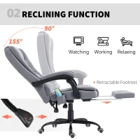 Vinsetto 7-Point Vibrating Massage Chair, Reclining Office Chair with Footrest, Reclining Back, Adjustable Height, Grey(m-5)