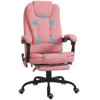 Vinsetto 7-Point Vibrating Massage Chair, Reclining Office Chair with Footrest, Reclining Back, Adjustable Height, Pink(m-11)