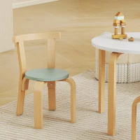 Qaba Wooden Kids Table and Chairs Set, 5 Piece Wooden Toddler Table and Chairs Set for Ages 3-8 Years, Green(m-9)