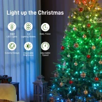 HOMCOM 6.5ft Christmas Tree with Synchronized LEDs, DIY Function, Frasier Grande Fir with Hinge Design, Remote, Daily Timer(m-5)