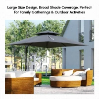Outsunny 10' x 10' Cantilever Patio Umbrella, Double Top Square Offset Umbrella with 360° Rotation, 5 Adjustable Tilt Angles, Umbrella Cover, Aluminum Pole and Ribs, Charcoal Grey(m-8)
