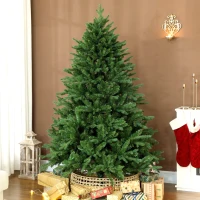 HOMCOM 6.5ft Christmas Tree with Synchronized LEDs, DIY Function, Frasier Grande Fir with Hinge Design, Remote, Daily Timer(m-10)