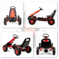 Qaba Kids Go Kart, Pedal Car with Adjustable Seat, EVA Wheels, Brake, for Boys & Girls Aged 3-8 Years Old, Red(m-9)
