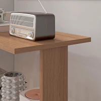 HOMCOM 360° Rotating Home Office Desk L Shaped Corner Computer Desk with Storage Shelves, Writing Table Workstation, Teak(m-8)