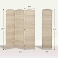 HOMCOM Folding Room Divider Screen 3 Panel 6' Tall Privacy Screen Freestanding Wood Partition for Home Office, Washed Oak(m-3)