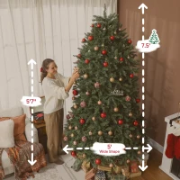 HOMCOM 7.5ft Prelit Christmas Tree with Full-Spectrum LEDs, Smart App Control, Wide Full Hinged Xmas Tree, Easy Assembly(m-3)