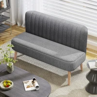 HOMCOM Modern 2 Seater Sofa, Upholstered Two Seater Couch with Rubber Wood Legs, Grey(m-9)