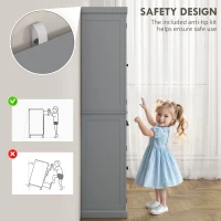 HOMCOM 72.5" Kitchen Cabinet, Pantry Storage Cabinet with Doors and Shelves, Freestanding Food Pantry Cabinet, Gray(m-6)