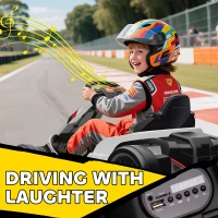 Qaba 24V Electric Go Kart with Dual 150W Motors, Adjustable Seat & 11.2MPH High Speed, Slow Start, 5-Point Harness, White(m-10)