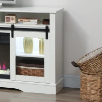 HOMCOM Fireplace TV Stand for TVs Up to 80 Inch, TV Console with Electric Fireplace, Open Storage and Side Cabinets, White(m-8)