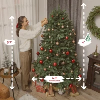 HOMCOM 6ft Prelit Christmas Tree with Full-Spectrum LEDs, Smart App Control, Wide Full Hinged Xmas Tree, Easy Assembly(m-3)