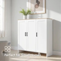 HOMCOM Modern Sideboard Cabinet with Adjustable Shelves, 3 Doors for Modern Kitchen & Dining Room, Ideal for Homeowners, White(m-7)