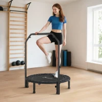 Soozier 40" Foldable Mini Trampoline, Rebounder Trampoline for Adults with Adjustable Foam Handle, Black(m-2)