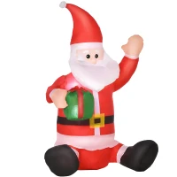 HOMCOM 3.9ft Outdoor Christmas Lighted Inflatable Santa Claus with Gift Box(m-2)