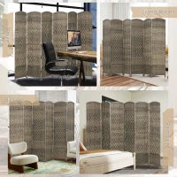 HOMCOM Folding Room Divider Screen 6 Panel 6' Tall Privacy Screen Freestanding Wood Partition for Home Office, Dark Rustic Oak(m-7)