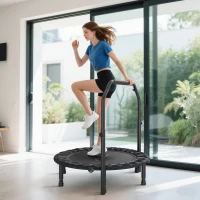 Soozier 40" Foldable Mini Trampoline, Rebounder Trampoline for Adults with Adjustable Foam Handle, Black(m-10)