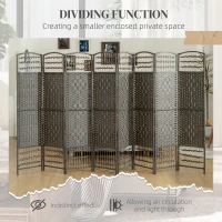 HOMCOM 8 Panel Folding Room Divider Portable Privacy Screen Wave Fiber Room Partition for Home Office Dark Gray(m-7)