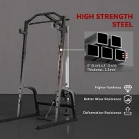 Soozier Power Cage Power Rack with 15-Level Squat Rack, Cable Pulley System, Pull up Stand and Push up Stand(m-9)