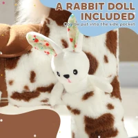 Qaba Rocking Horse, Animal Rocker with Rabbit Toy and Realistic Neigh for Toddlers, Soft Filling Ride on Pony, Brown(m-7)