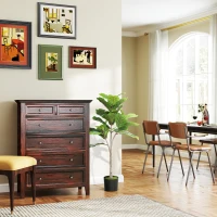 HOMCOM Artificial Fiddle Leaf Fig Tree, 43" Potted Plant with Flocked Soil for Home Office Decor, Green(m-7)