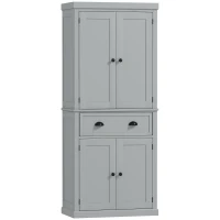 HOMCOM 72.5" Kitchen Cabinet, Pantry Storage Cabinet with Doors and Shelves, Freestanding Food Pantry Cabinet, Gray(m-1)