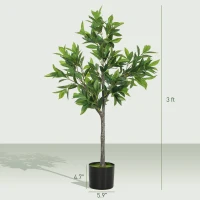 HOMCOM Potted Fake Plant, Lifelike Laurel Artificial Tree with 345 PEVA Leaves for Home Decor, Green(m-3)