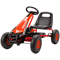 Qaba Kids Go Kart, Pedal Car with Adjustable Seat, EVA Wheels, Brake, for Boys & Girls Aged 3-8 Years Old, Red(m-1)