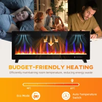 HOMCOM 50" Thin Electric Fireplace, Freestanding, Wall Mounted Fireplace Heater with Eco Mode, Auto Switch, Remote, 1500W(m-6)