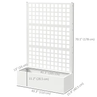 Outsunny Galvanized Raised Garden Bed Planter Box with Trellis for Climbing Plants, Vegetable, Vines, 43" x 16" x 70", White(m-3)