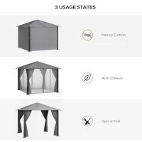 Outsunny 10' x 10' Patio Gazebo, Outdoor Gazebo Canopy Shelter with Netting & Curtains, Vented Roof, for Garden, Lawn, Backyard and Deck, Black(m-6)