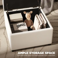 HOMCOM Round Storage Ottoman Bench, Button Tufted Ottoman with Flip Top for Living Room, Entryway and Bedroom, Beige(m-4)