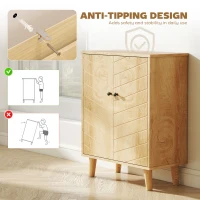 HOMCOM Storage Cabinet with Doors, Cupboard Organization with Shelf and Wood Legs, Storage Solution for Living Room, Bathroom(m-6)