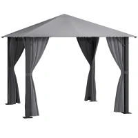 Outsunny 10' x 10' Patio Gazebo, Outdoor Gazebo Canopy Shelter with Netting & Curtains, Vented Roof, for Garden, Lawn, Backyard and Deck, Black(m-11)