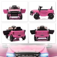 Qaba 12V Ride on Car, Licensed Dodge RAM 3500 Electric Vehicle with Remote Control, Suspension for 3-5 Years, Pink(m-10)