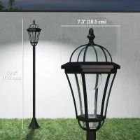 Outsunny 2 Piece LED Garden Lights Lamp Post Solar Powered Auto Switch Outdoor Lantern Patio Pathway Walkway Water-Resist 6 Hours Black(m-3)