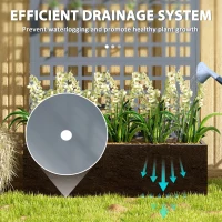 Outsunny Galvanized Raised Garden Bed Planter Box with Trellis for Climbing Plant Vegetable Vine, 43"x16"x70", Grey Wood Effect(m-7)